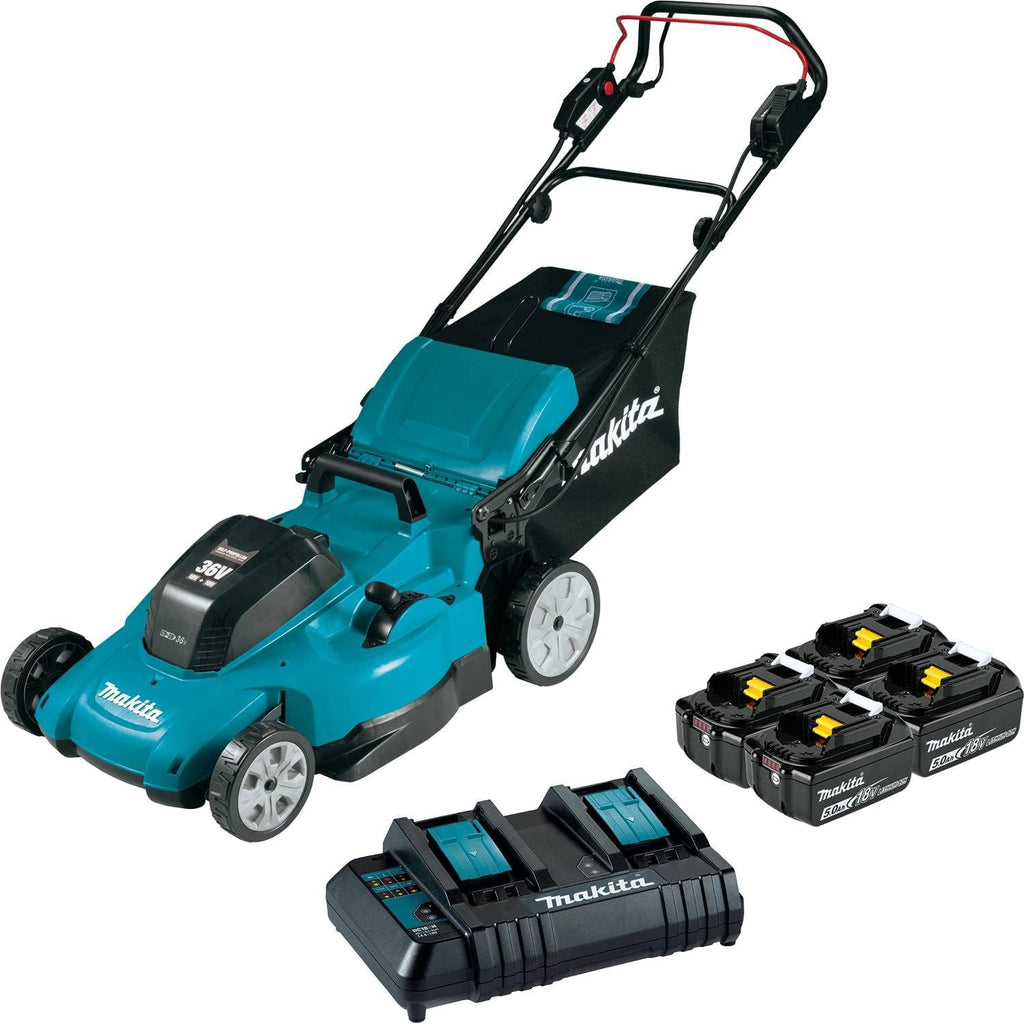 Makita XML11CT1-R 36V (18V X2) LXT Brushed Self‑Propelled Lithium-Ion 21 in. Cordless Lawn Mower Kit with 4 Batteries (5 Ah) (Renewed)