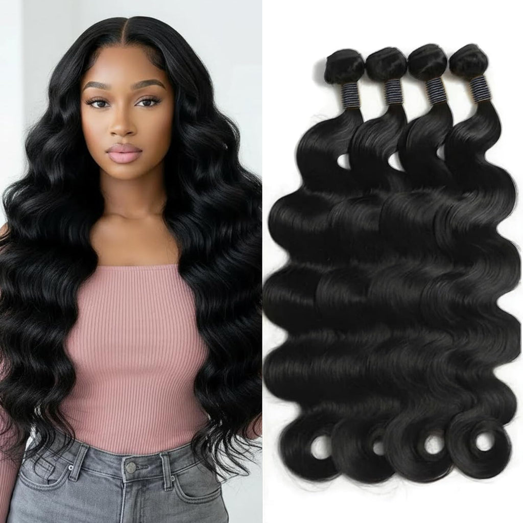 12A Human Hair Bundles 20 20 22 22 Inch 100% Unprocessed Virgin Brazilian 4 Body Wave Bundles Human Hair 400g Human Hair Bundles Hair Extensions Natural Color