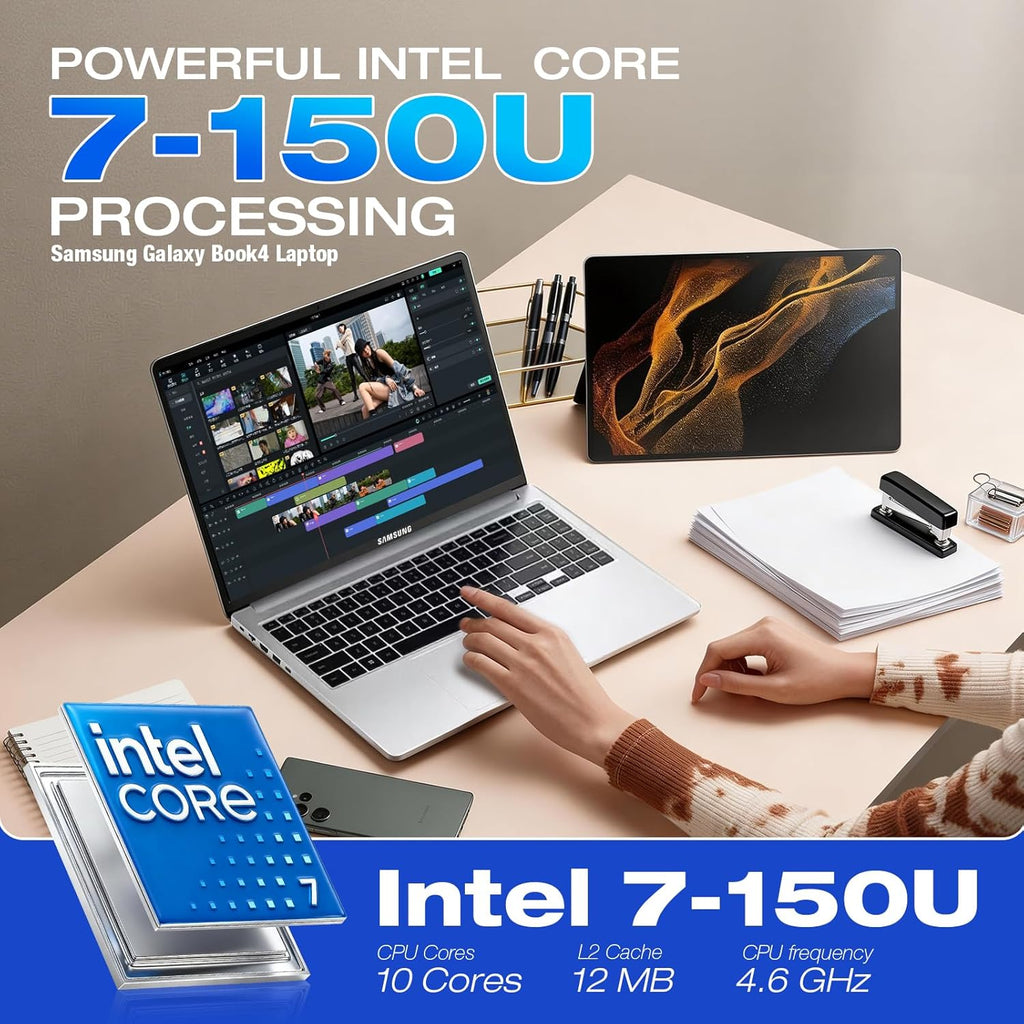 Samsung 15.6 Laptop Computer, Intel 10-Core 7 150U, Win11 Pro, Free Office 365 for The Web, 16GB RAM, 512GB SSD, 256GB SD Card, Backlit KB, 15.6" FHD Anti-Glare Display, Fingerprint