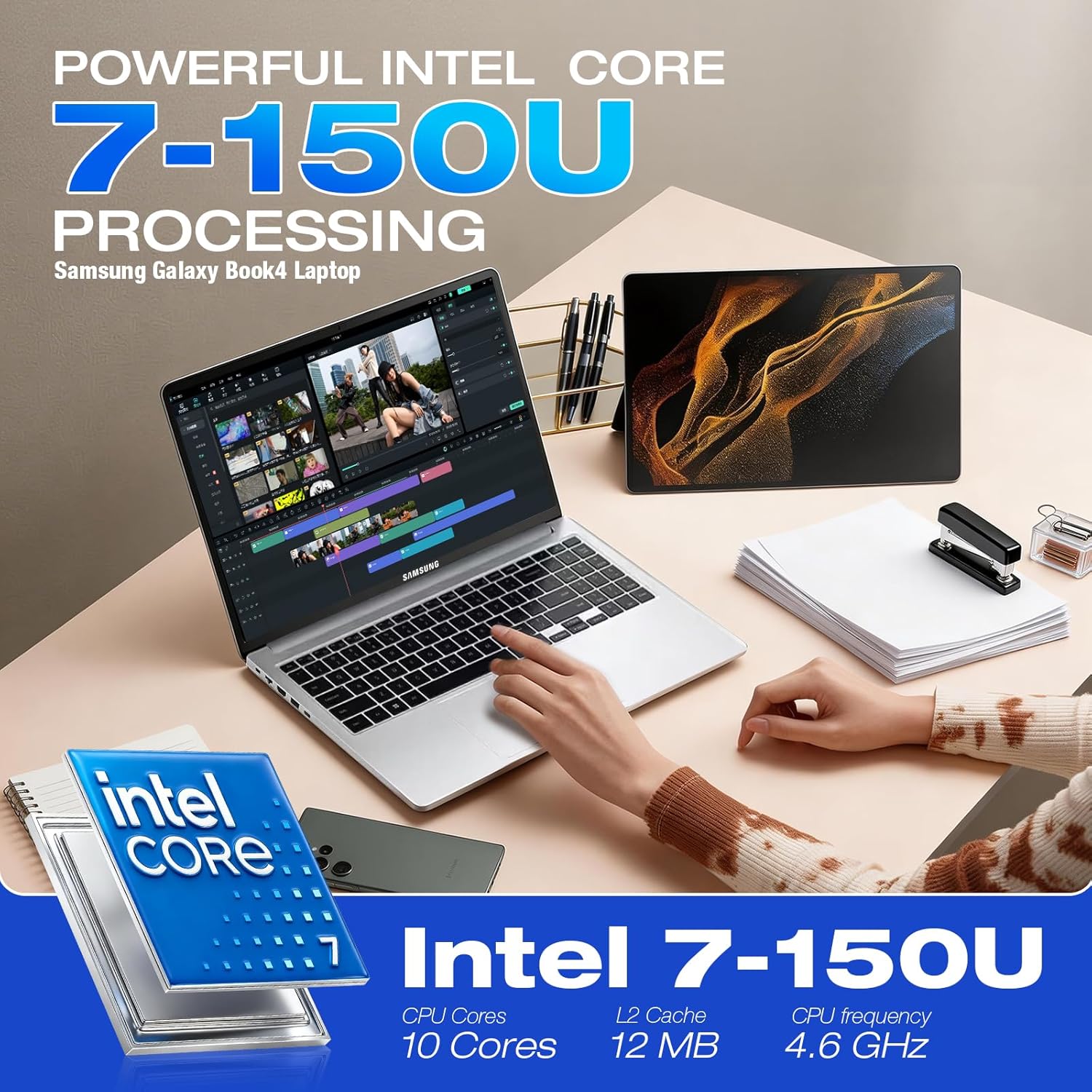 Samsung 15.6 Laptop Computer, Intel 10-Core 7 150U, Win11 Pro, Free Office 365 for The Web, 16GB RAM, 512GB SSD, 256GB SD Card, Backlit KB, 15.6" FHD Anti-Glare Display, Fingerprint