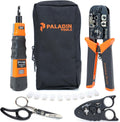 Paladin Tools PA4908 Network Tool Kit - VDV Technicians Kit - Wire Cutter, Wire Stripper, Scissors, Punchdown Tool, Plugs - RJ45 RJ11 RJ12 RJ22 (POE Ethernet)