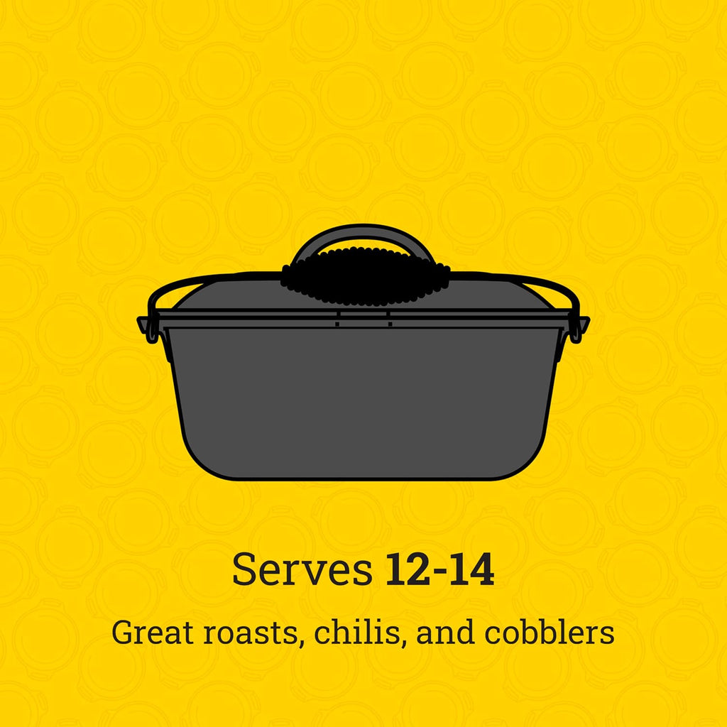 Lodge 9 Quart Pre-Seasoned Cast Iron Dutch Oven with Lid - Wire Bail Handle for Easy Transfer from Cooking Surface to Table - Use in the Oven, on the Stove, on the Grill or over the Campfire - Black