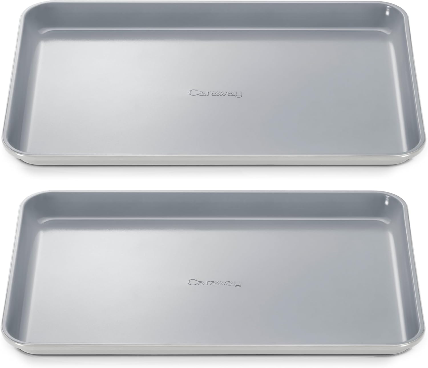Caraway Non-Stick Ceramic Medium Baking Sheet Duo - Naturally Slick Ceramic Coating - Non-Toxic, PTFE & PFOA Free - Perfect for Baking, Roasting, and More - Medium (15" x 10") - Gray