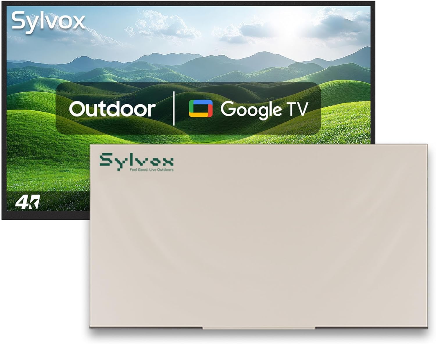 SYLVOX 43" Outdoor Smart TV with Cover, 4K Weatherproof TV for Patio & Backyard, 700-Nit Brightness, IP55 Waterproof, Partial Sun (Patio Series)