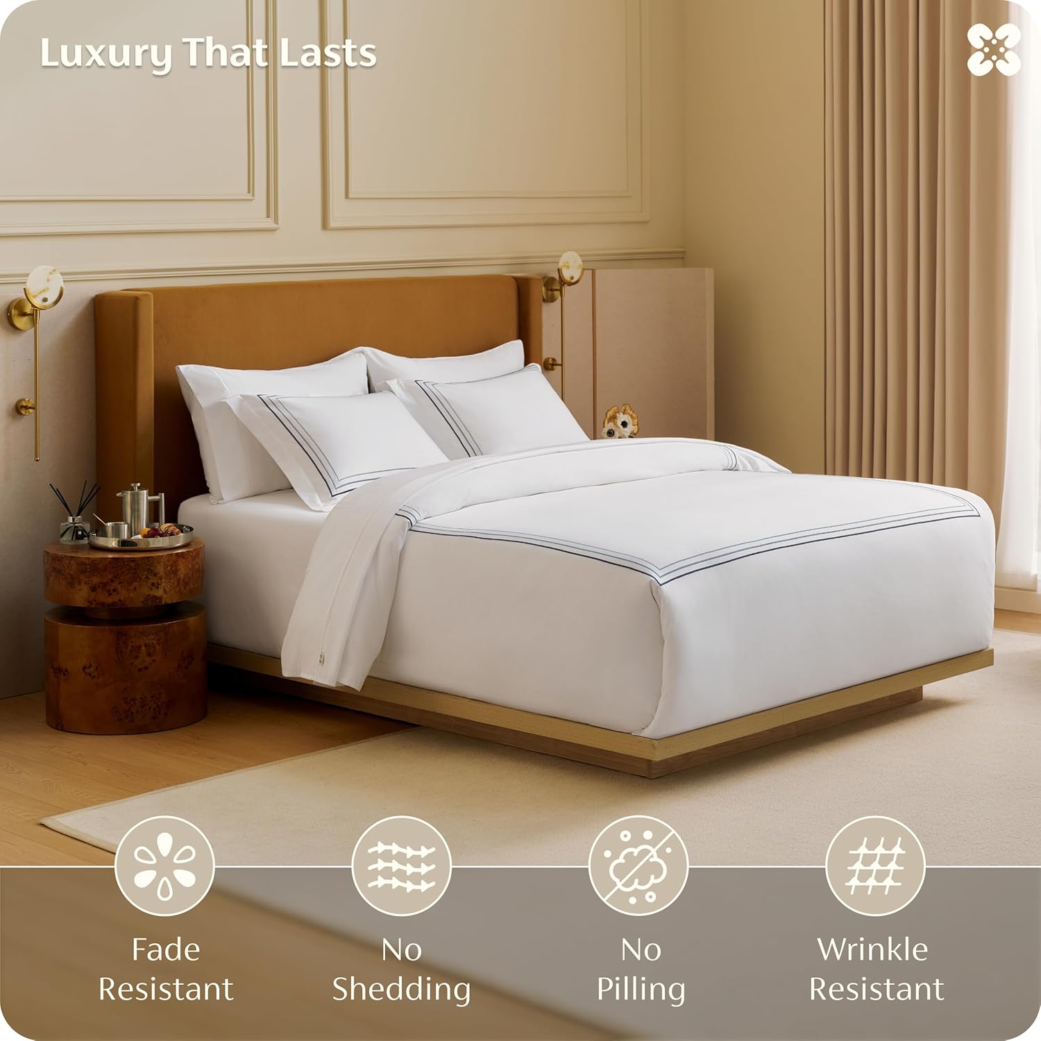 Bedsure 100% Giza Egyptian Cotton Duvet Cover King, Luxury Hotel Duvet Cover, PureWoven Soft & Breathable Sateen Bedding Set for All-Season, 3 Pieces, 104"x90" (Gradient Blue)