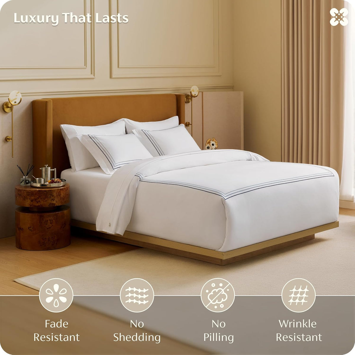 Bedsure 100% Giza Egyptian Cotton Duvet Cover King, Luxury Hotel Duvet Cover, PureWoven Soft & Breathable Sateen Bedding Set for All-Season, 3 Pieces, 104"x90" (Gradient Blue)