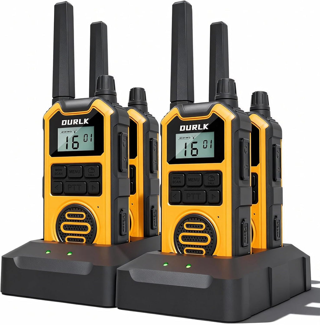 Walkie Talkies for Adults Long Range - Waterproof 4 Pack Rechargeable Heavy Duty FRS Two Way Radio with NOAA Weather Alert, 2500mAh, 22 Channels 121 CTCSS, Dual PTT & Dual Charging (Type-C/Dock)