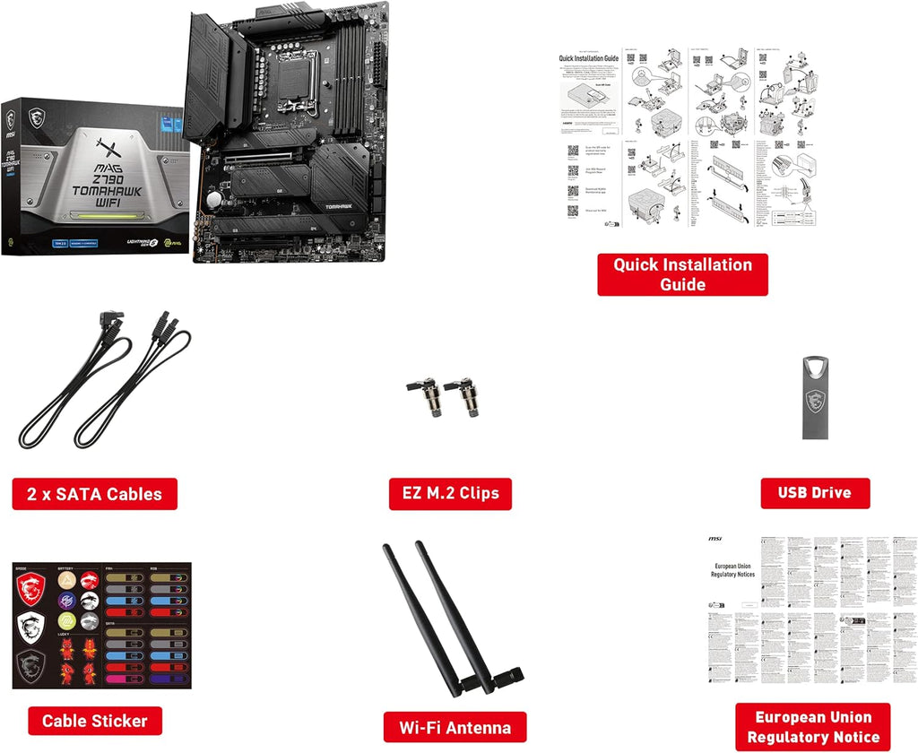 MSI MAG Z790 Tomahawk WiFi Gaming Motherboard (Supports 12th/13th/14th Gen Intel Processors, LGA 1700, DDR5, PCIe 5.0, M.2, 2.5Gbps LAN, USB 3.2 Gen2, HDMI/DP, Wi-Fi 6E, Bluetooth 5.3, ATX)