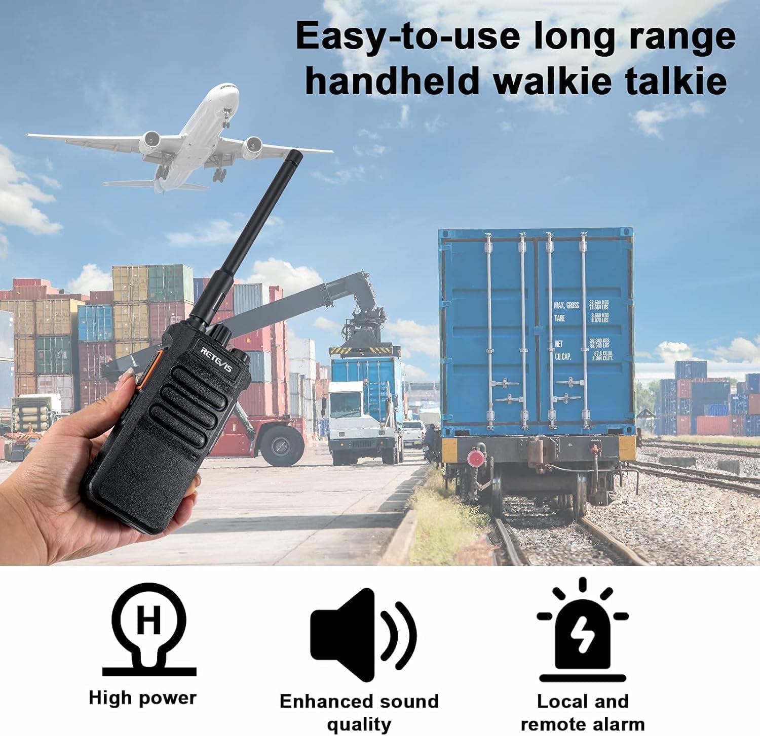 Retevis RT86 2 Way Radio Long Range with Earpiece,Professional Radio Walkie Talkies,Commercial Work Radio Bulk,Heavy Duty Two Way Radio Rechargeable 2600mAh,for Industry Construction Warehouse(10Pack)