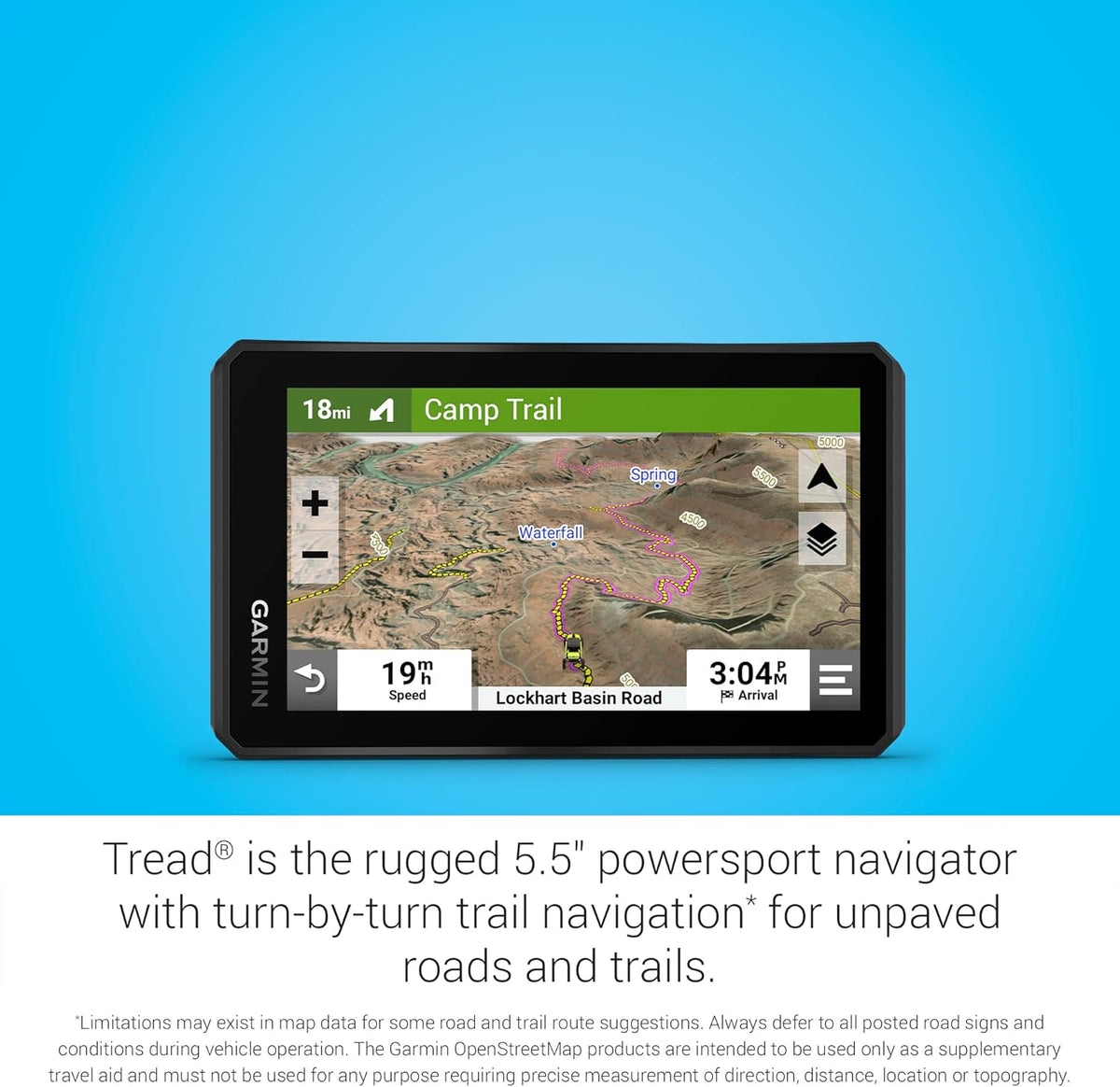 Garmin Tread Powersport Off-Road Navigator, Includes Topographic Mapping, Private and Public Land Info and More, 5.5" Display