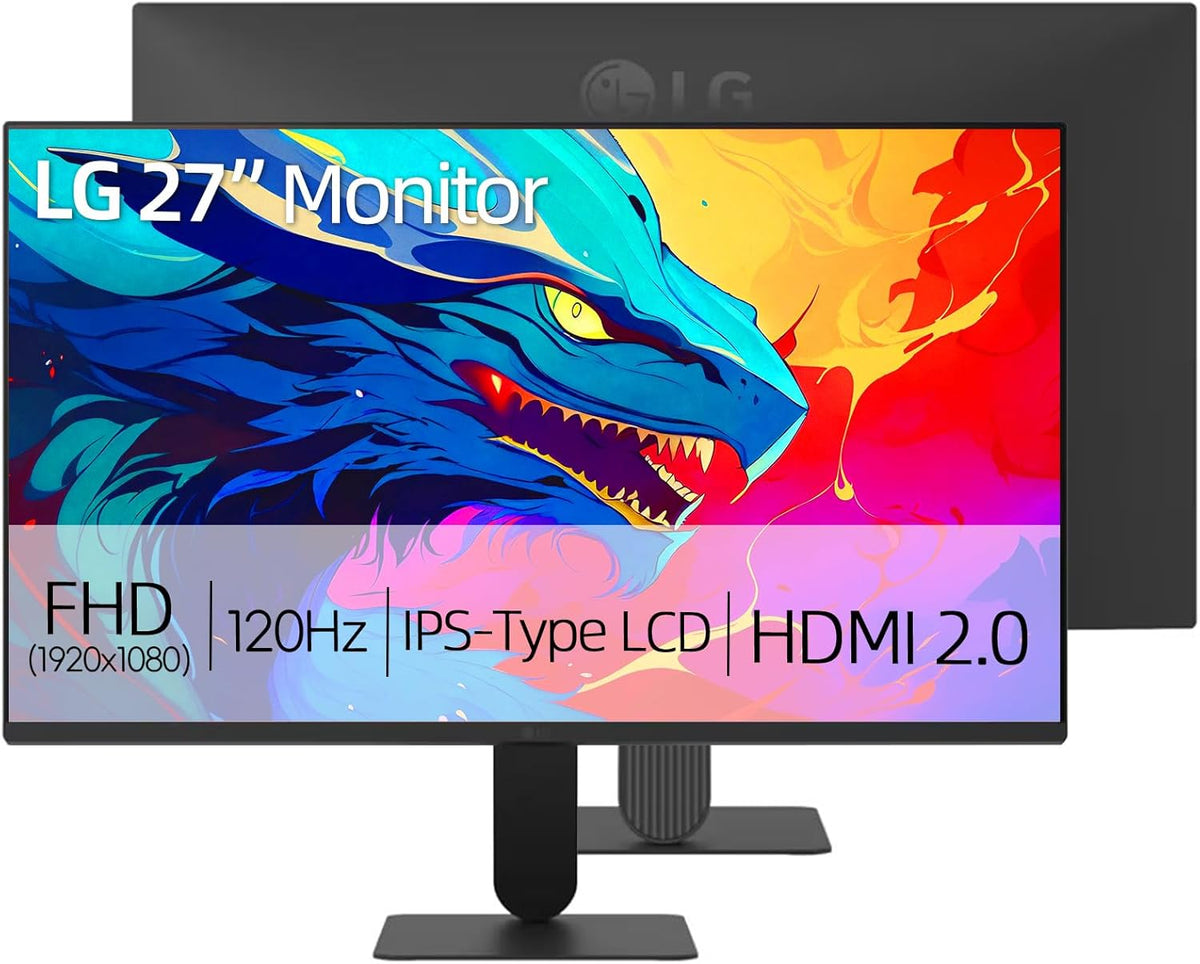 LG 27" Full HD (1920 x 1080) IPS Monitor, 120Hz, 1ms MBR, HDR10, sRGB 99%, AMD FreeSync, Black Stabilizer, Tilt Adjustable Stand