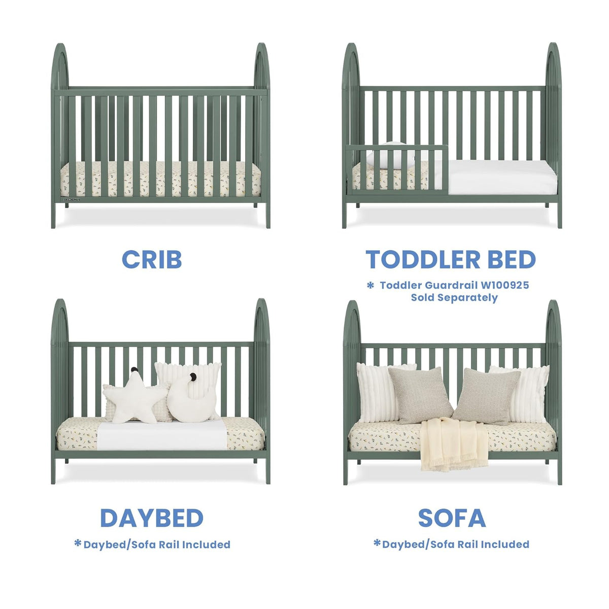 Delta Children Milano 4-in-1 Convertible Crib - Greenguard Gold Certified, Grassy Glen