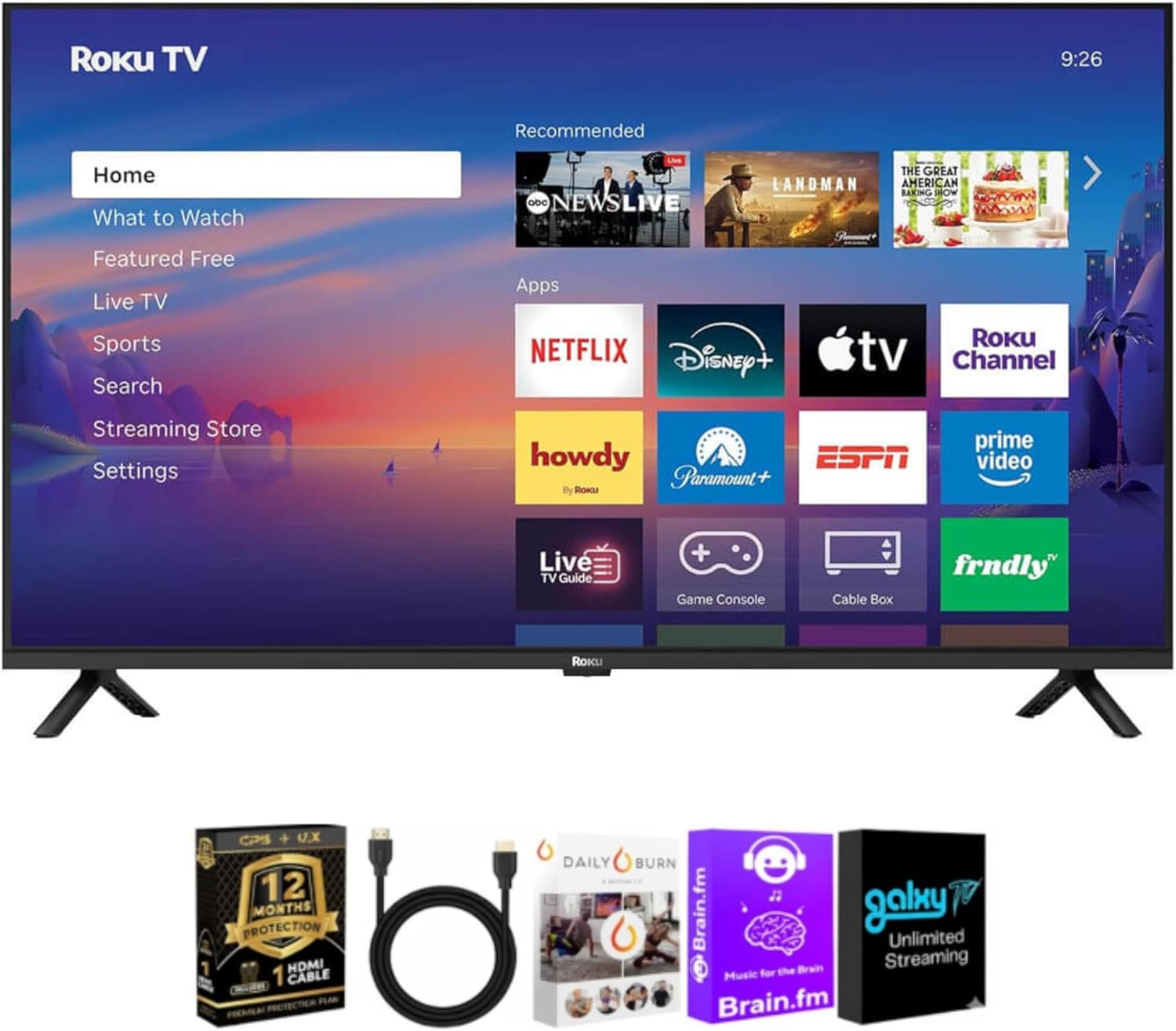 Roku 40 Inch Class Select Series 1080p Full HD Smart TV WiFi LED Display Voice Remote Streaming Apps Included HDMI Cable Streaming Bundle 12 Month CPS Warranty Television