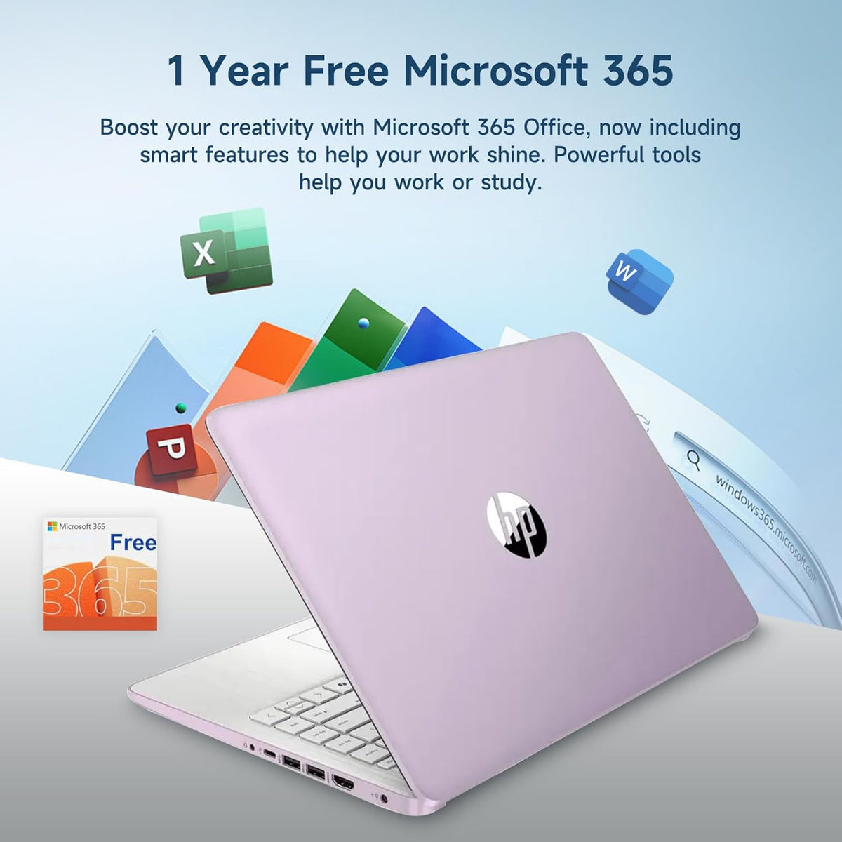HP 14" Laptop, Intel Processor N150 (Beat i3) 4GB RAM 256GB Storage(128GB UFS + 128GB SD Card) 1-Year Office 365 Copilot AI Win11 WiFi6 Computer for Creator Business Gaming Study w/GM Accessory