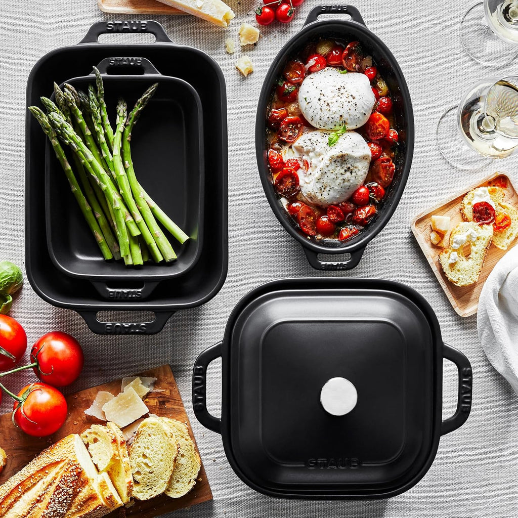 Staub Ceramic Stoneware 5-Pc Mixed Baking Dish Set – Matte Black