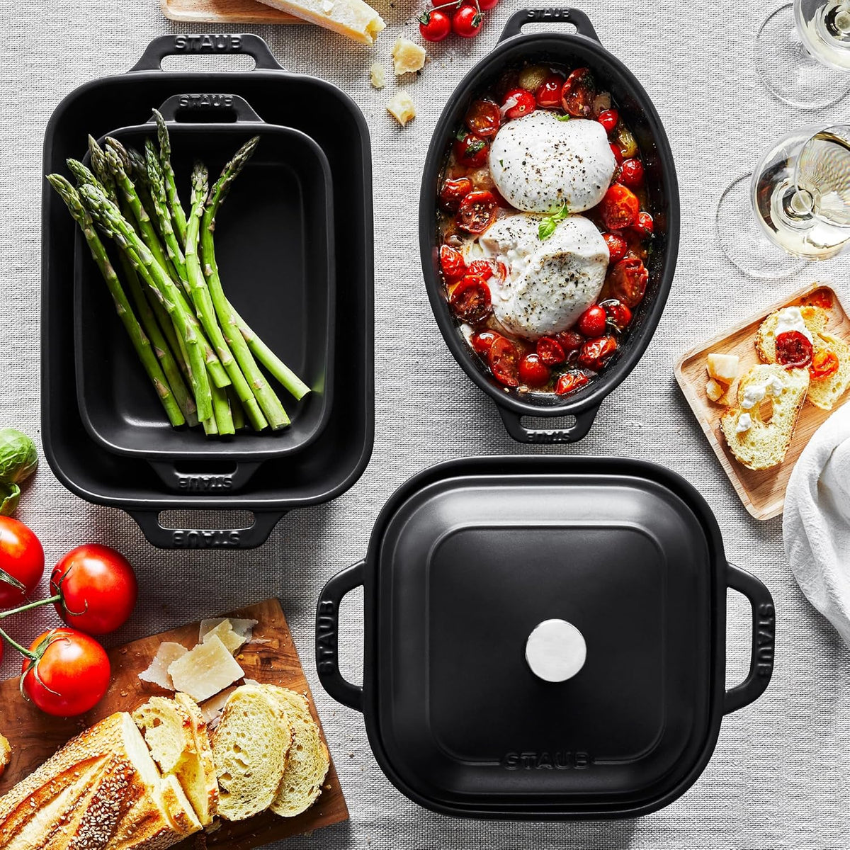 Staub Ceramic Stoneware 5-Pc Mixed Baking Dish Set – Matte Black