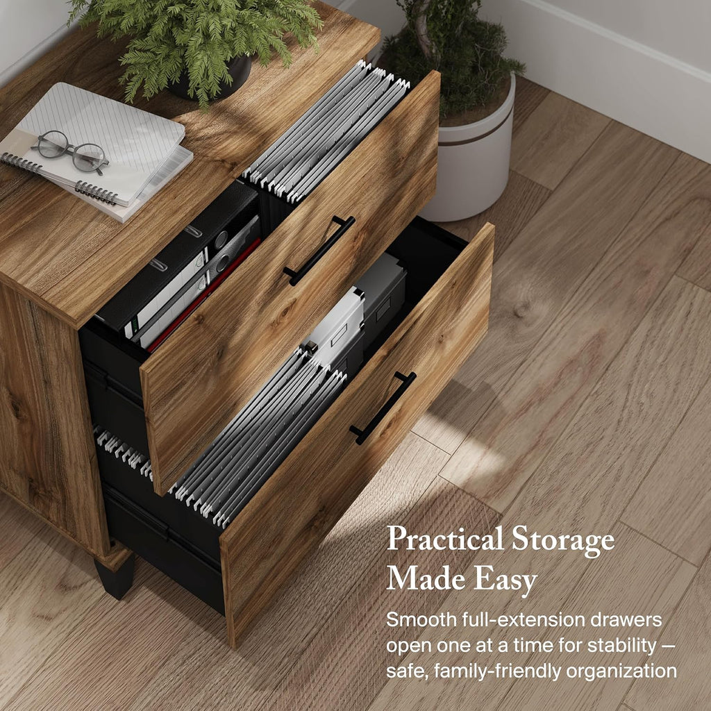 Bush Home 2 Drawer Lateral File Cabinet, Letter and Legal-Size Document Storage for Home or Professional Office, Somerset Collection, Fresh Walnut
