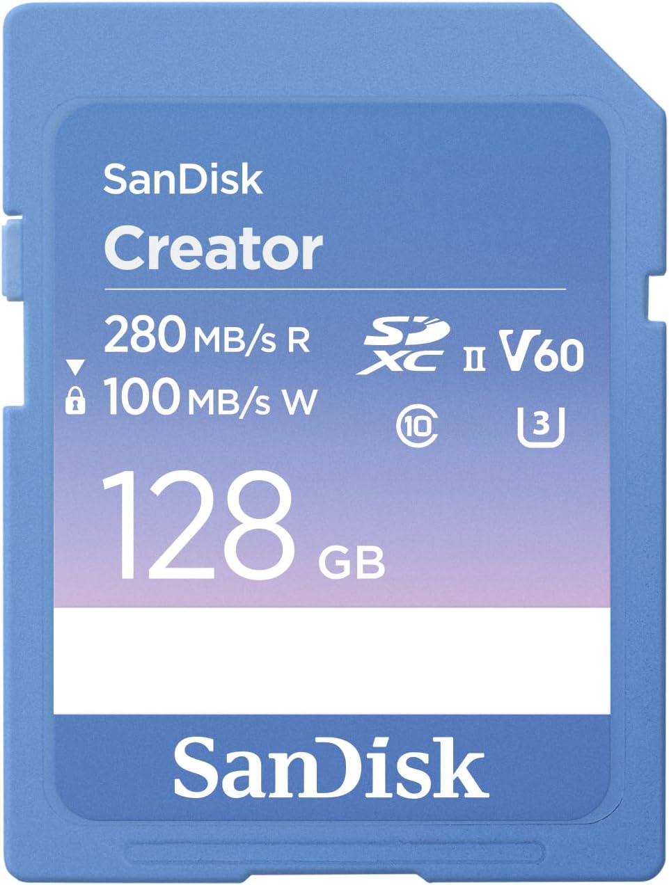 SANDISK 128GB Creator SD UHS-II Card, Read speeds up to 280MB/s, for DSLR and Mirrorless Cameras, 4K UHD, 6K Video, V60, 1 Month of Adobe Creative Cloud Included - SDSDXEP-128G-GNCIS