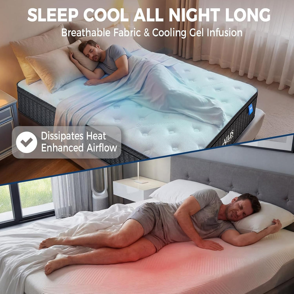 ailis Queen Mattress, 14 Inch Queen Hybrid Mattress in a Box, Medium Firm with Upgraded Pocket Springs for Superior Motion Isolation, Strong Edge Support & Breathable Comfort