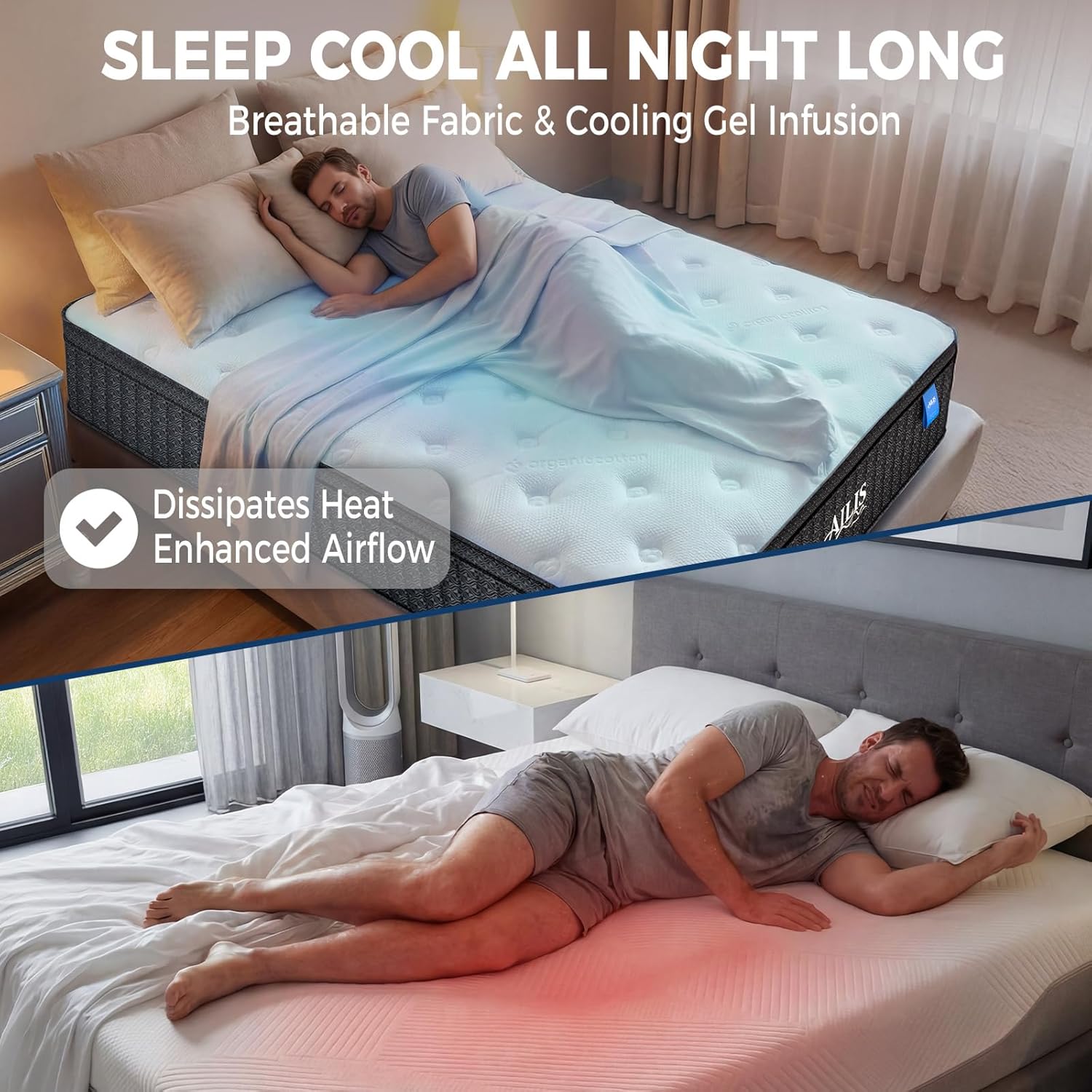 ailis Queen Mattress, 14 Inch Queen Hybrid Mattress in a Box, Medium Firm with Upgraded Pocket Springs for Superior Motion Isolation, Strong Edge Support & Breathable Comfort