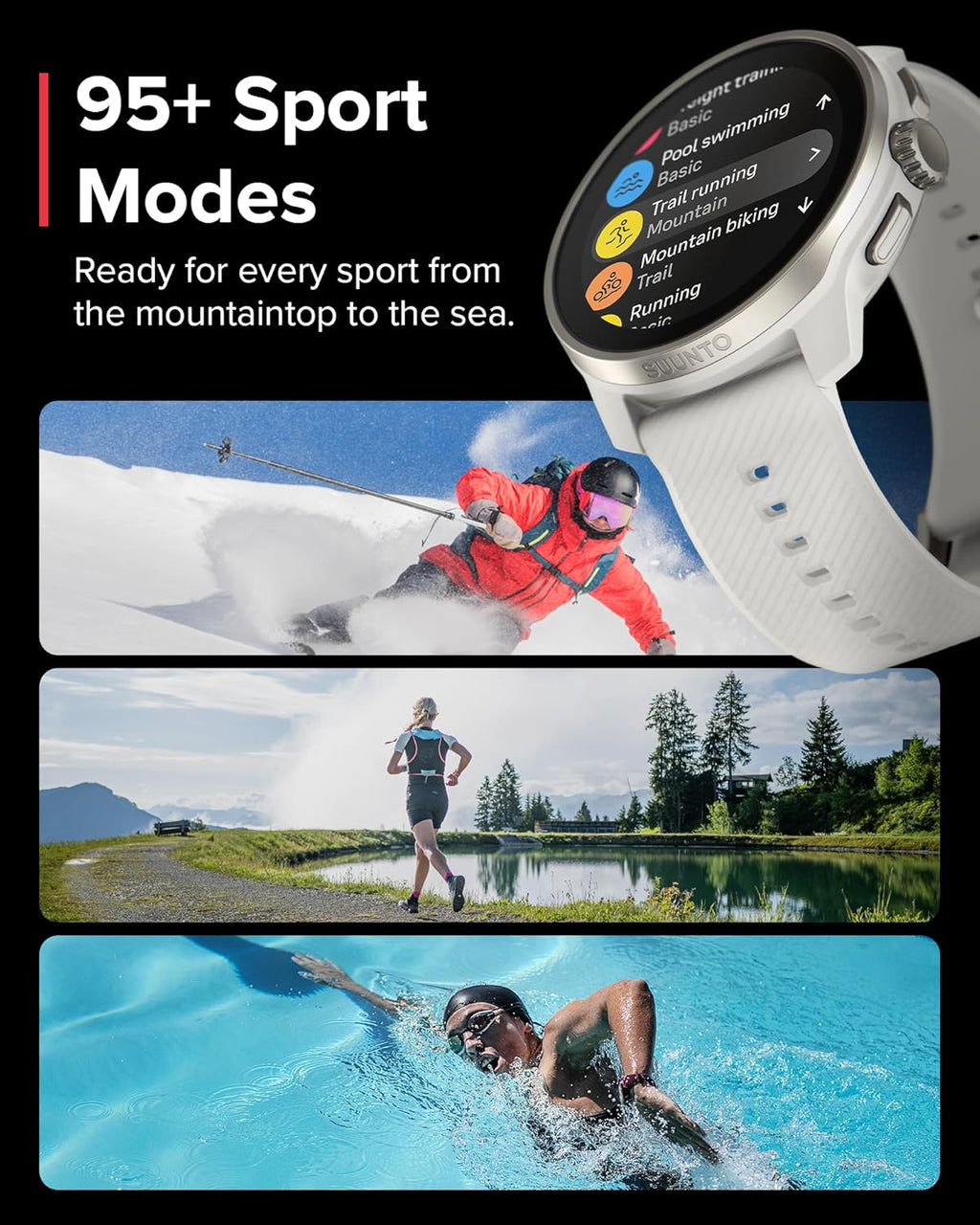 SUUNTO Race S GPS Sports Watch, 1.32" AMOLED Touchscreen w/Crown, 13 Days Battery Life, Training & Sleep Health Tracking, Dual-GNSS, 32GB Global Offline Maps, Lightweight for Running, Powder Gray