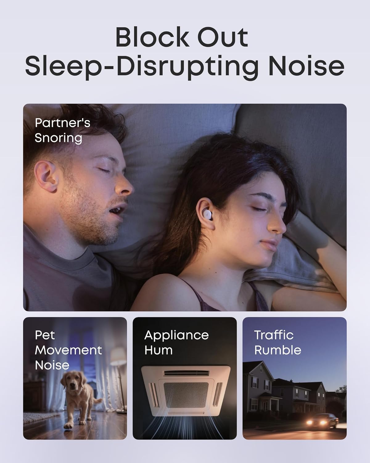 Soundcore Sleep A30 Special by Anker, Sleep Earbuds, ANC, Passive Isolation, Snore Masking Sleep Headphones, Extensive Sleep Audio, Ultra Comfort for Side Sleepers, 8-10H Playtime