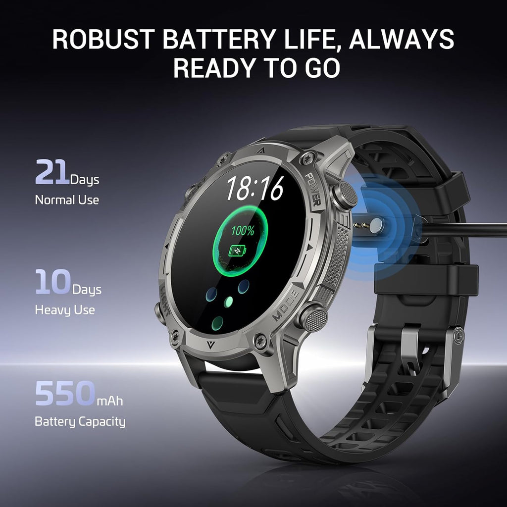 2026 Smart Watch for Men, Standalone GPS & Offline Maps, 5ATM Waterproof, 1.43" AMOLED, 4GB RAM, 178 Sports Modes, Compass, Heart Rate/SpO2/Stress/All-Day Sleep Monitor, Compatible Android iOS Black