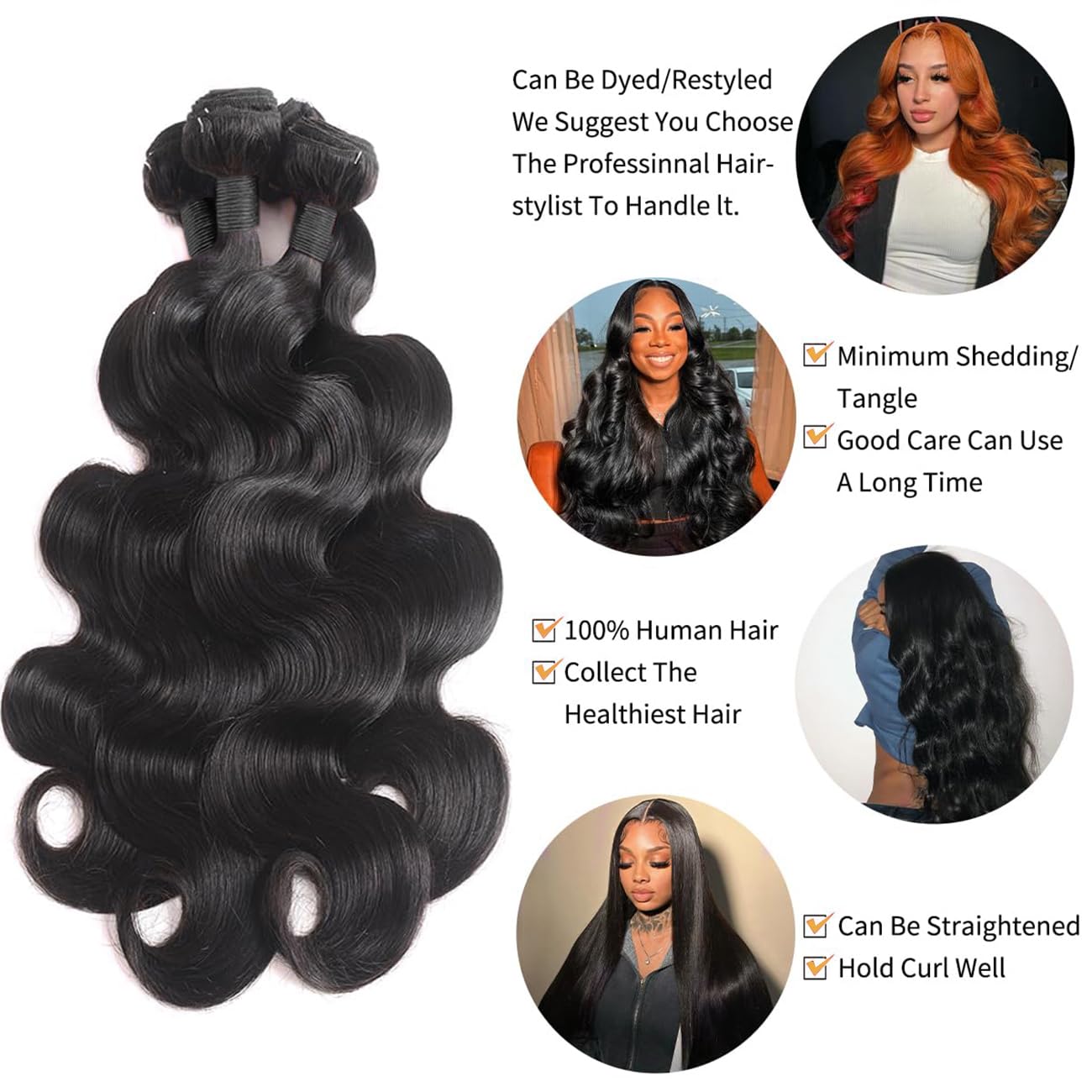 12A Human Hair Bundles with Closure 18 20 22 24+16 Inch Brazilian Body Wave 4 Bundles Human Hair with 5x5 HD Lace Closure Unprocessed Virgin Human Hair Natural Black