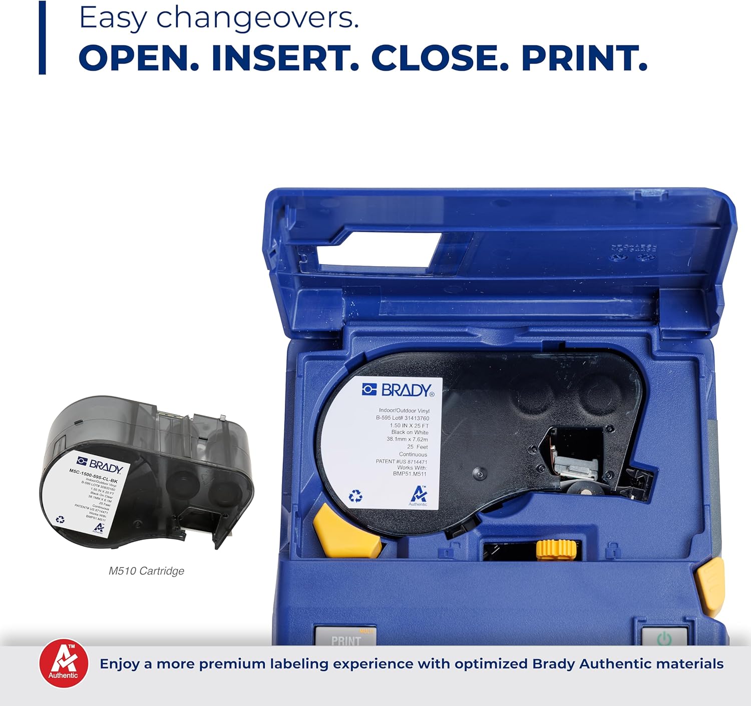 Brady M510 Portable Industrial Label Printer Kit with Product and Wire ID Software, Carrying Case, Label Cartridge, Rechargeable Battery and Charger, 3.75" H x 5.75" W x 10" D