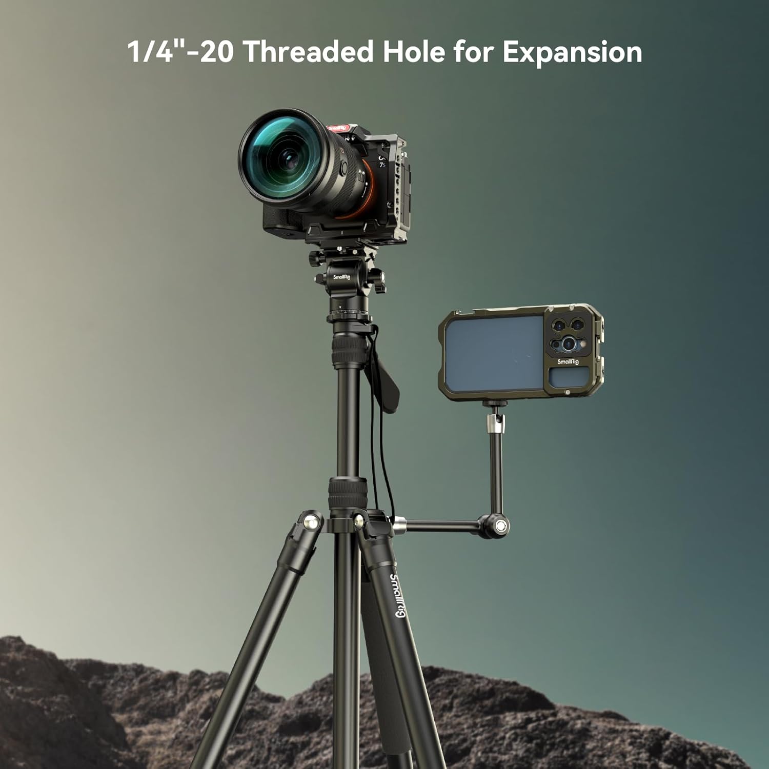 SmallRig CT180 Video Tripod, 72" Camera Tripod Monopod with Fluid Head, Aluminum Camera Tripod, 360° Panorama Fluid Head for Travel, Video, Live Streaming, Vlogging- 3760B