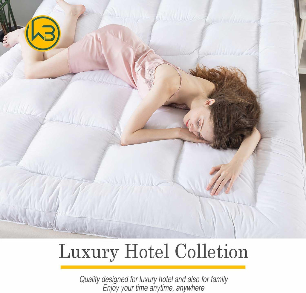 WhatsBedding 3 Inch Feather Bed Mattress Topper,Duck Feather Memory Foam Mattress Topper, Thickened Topper Layer,Queen