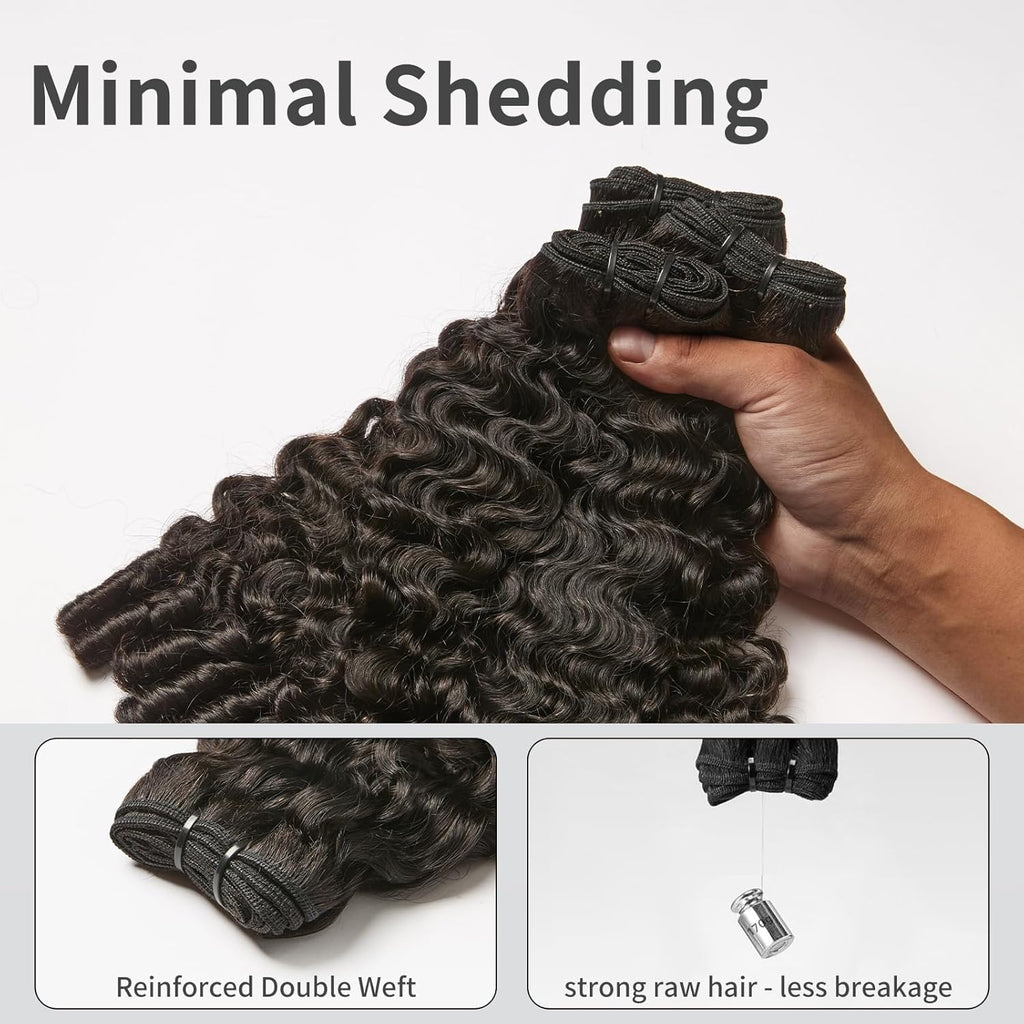 ASHINE Burmese Curly Bundles Human Hair Unprocessed Raw Burmese Curly Water Wave Human Hair 3 Bundles Natural Black 18 20 22 inch