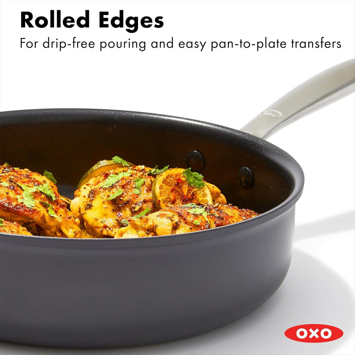 OXO Enhanced 10 Piece Cookware Pots & Pans Set, PFAS-Free Ceramic Nonstick, Durable Hard Anodized Cookware, Scratch Resistant, Stainless Steel Handle, Good Grips, Dishwasher & Oven Safe, Black