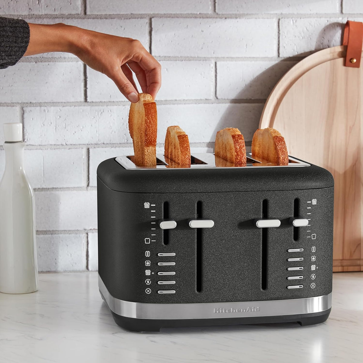 KitchenAid 4 Slice Automatic Toaster with Extra Wide Slots, KMT4109BK, Cast Iron Black