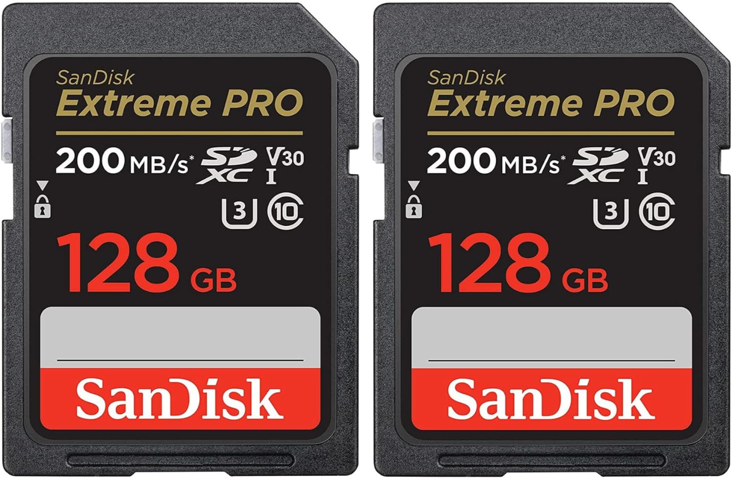 SanDisk 128GB Extreme PRO 200MB/s SDXC UHS-I Memory Card (2-Pack) (2 Items)