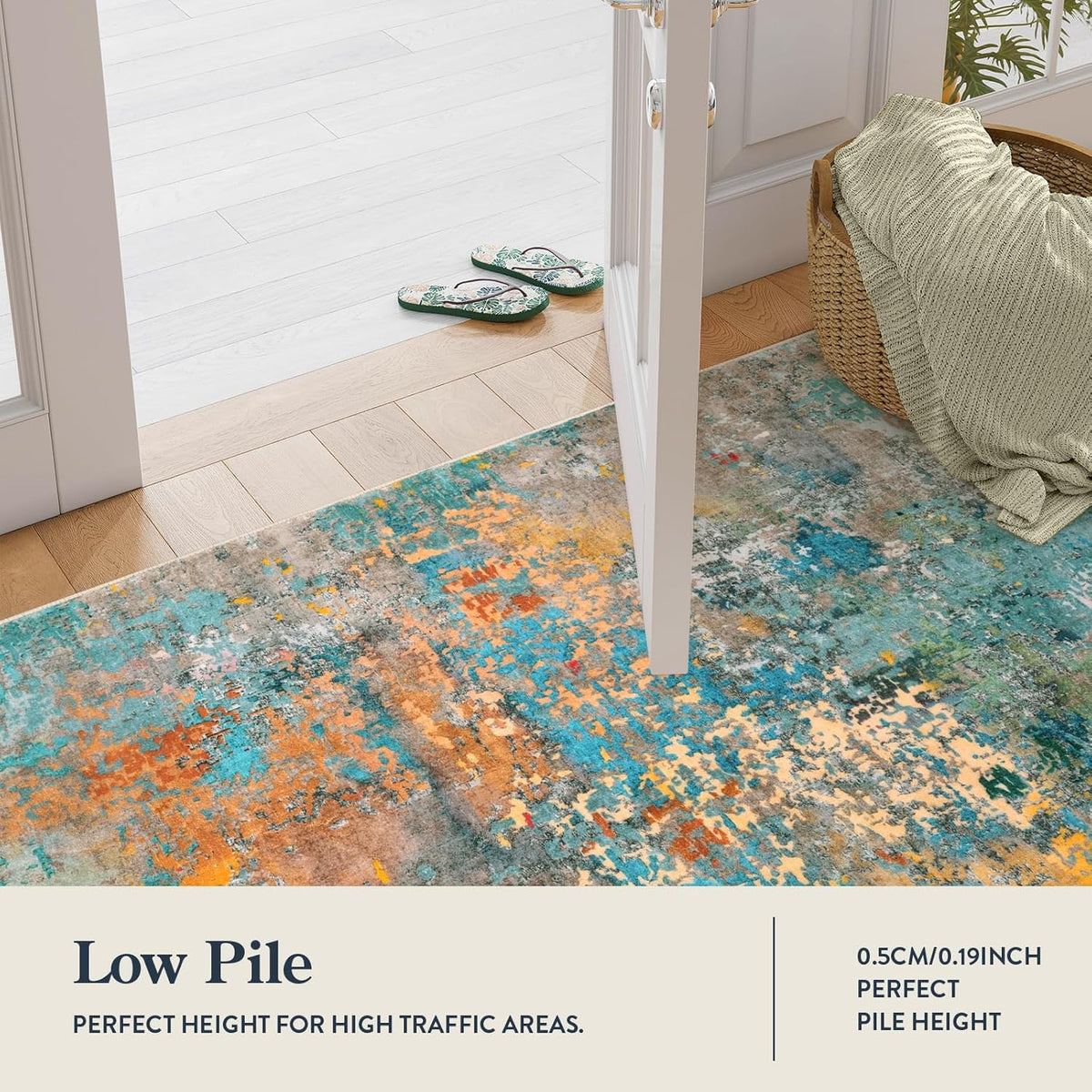 Lahome Modern Abstract Area Rugs 9x12 Living Room Rug, Washable Rugs for Living Room Bedroom Low Pile Non Slip, Colorful Large Soft Indoor Carpet for Dining Room Table Apartment Classroom