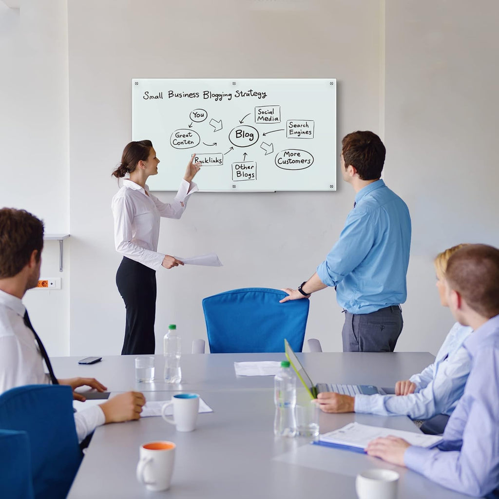 Amazon Basics Glass Dry-Erase Board, Magnetic Frameless Whiteboard, 96W" x 48H"