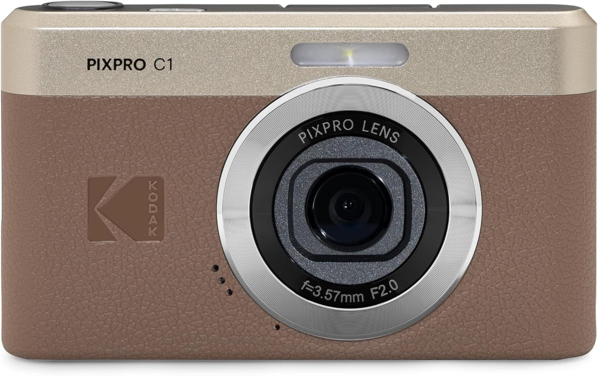 Kodak PIXPRO C1 Digital Camera, 13MP Compact Point & Shoot with 4X Optical Zoom, 180 Degree Flip Screen, 1080p HD Video, Brown