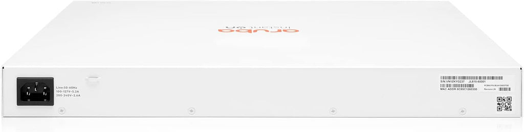 HPE Networking Instant On Switch Series 1830 48-Port Gb Smart-Managed Layer 2 Ethernet Switch with PoE | 48x 1G | 4X SFP | 24x CL4 PoE (370W) | Fan-Less | US Cord (JL815A#ABA)