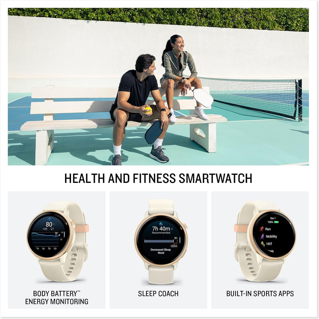 Garmin vívoactive® 6, Health and Fitness GPS Smartwatch, AMOLED Display, Up to 11 Days of Battery, Metallic Pink Dawn with Bone Band