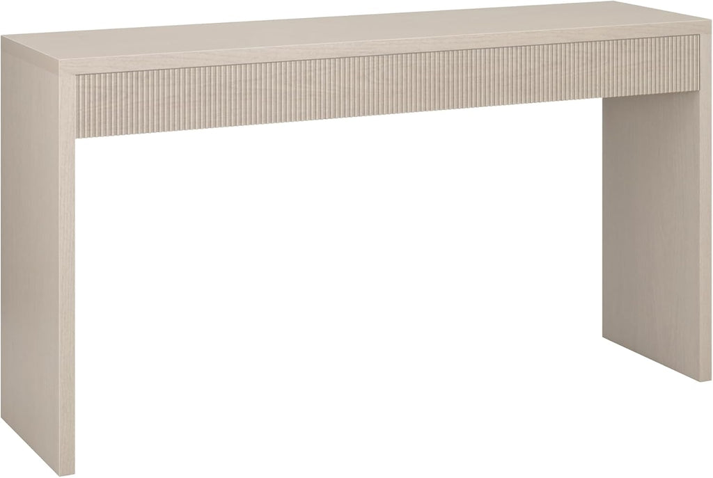 Henn&Hart 55" Rectangular Fluted Console Table, Ribbed Entryway Table, Sofa Table for Entryway, Living Room, Couch, Hallway, or Office, Beech White