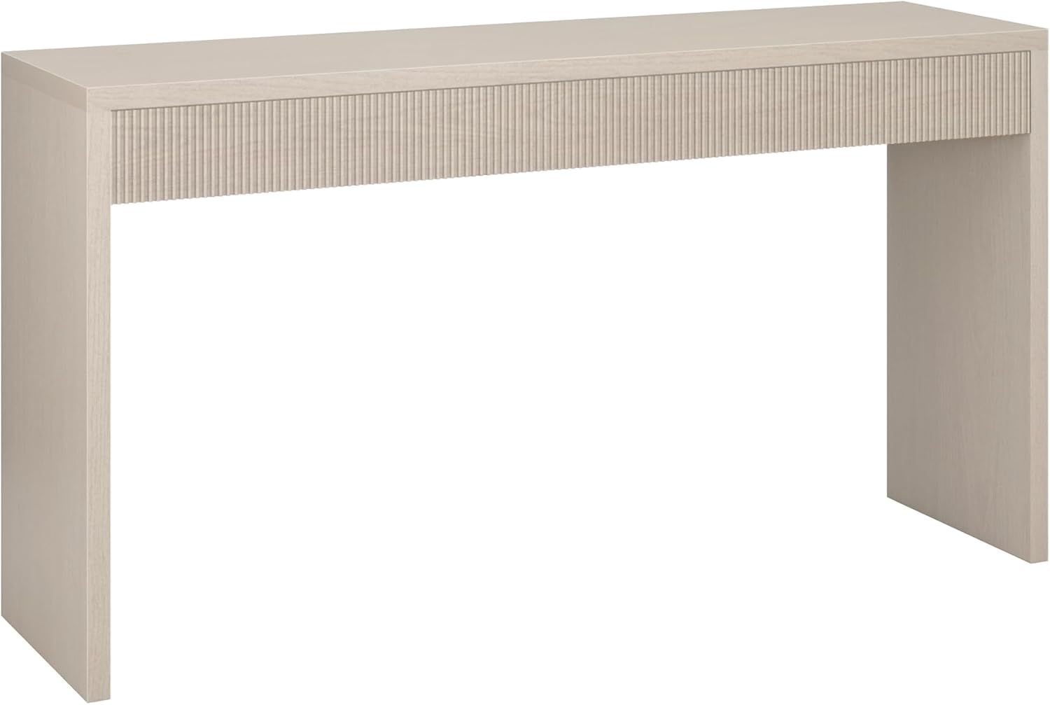 Henn&Hart 55" Rectangular Fluted Console Table, Ribbed Entryway Table, Sofa Table for Entryway, Living Room, Couch, Hallway, or Office, Beech White