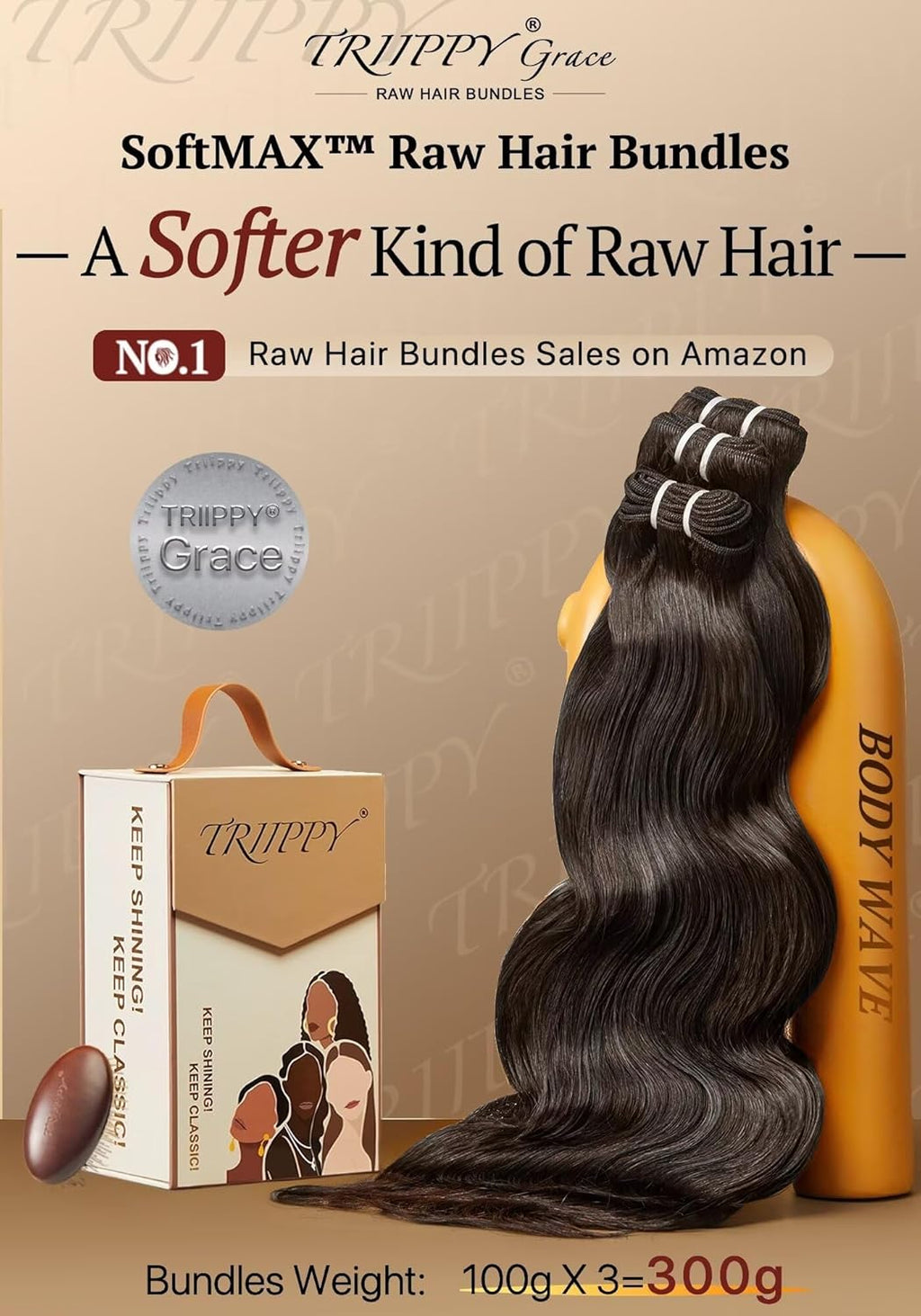 TRIIPPY Body Wave Bundles Human Hair,100% SoftMAX Raw Cambodian Hair Wavy 3 Bundles,Triple The Lifespan Over Regular Virgin Hair Bundle,No.1 Raw Hair Brand On Amazon(16 18 20 Inches,Natural Color)