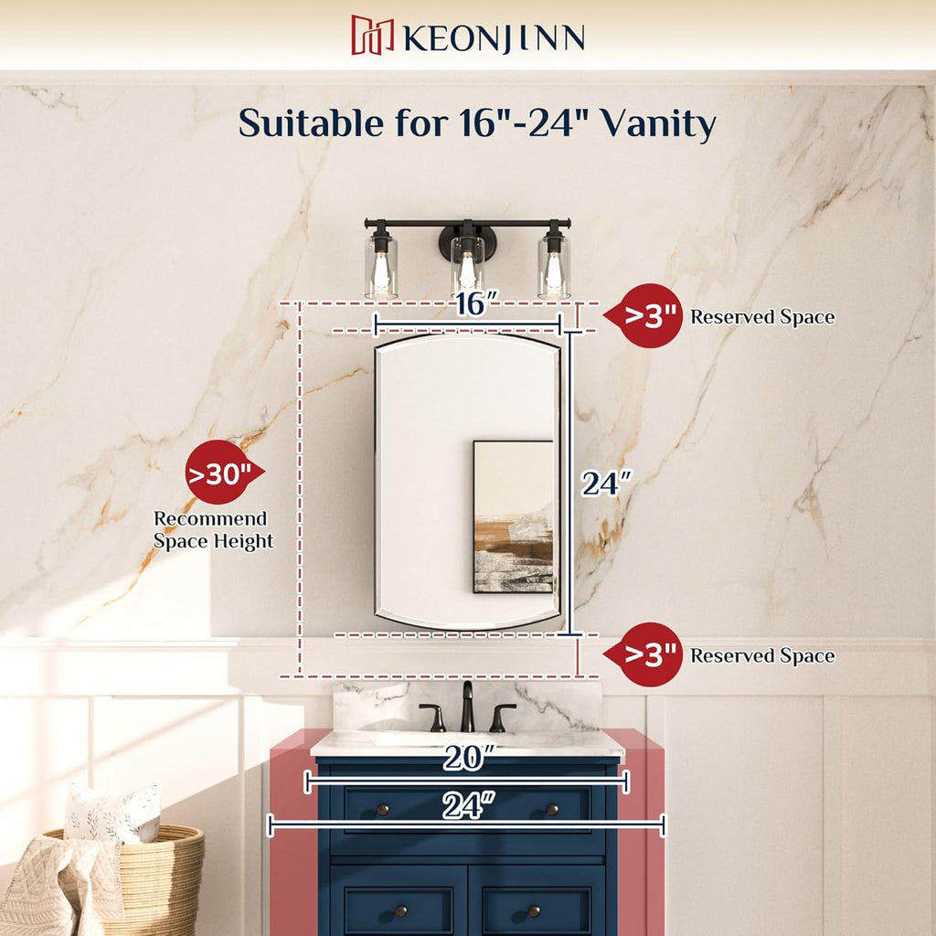 Keonjinn Medicine Cabinet 16 x 26 Inch, Surface Mount or Recessed Cabinets with Mirrors, White Metal Framed Wall Mirror with Storage, 2 Adjustable Shelves, Beveled Edge Frame