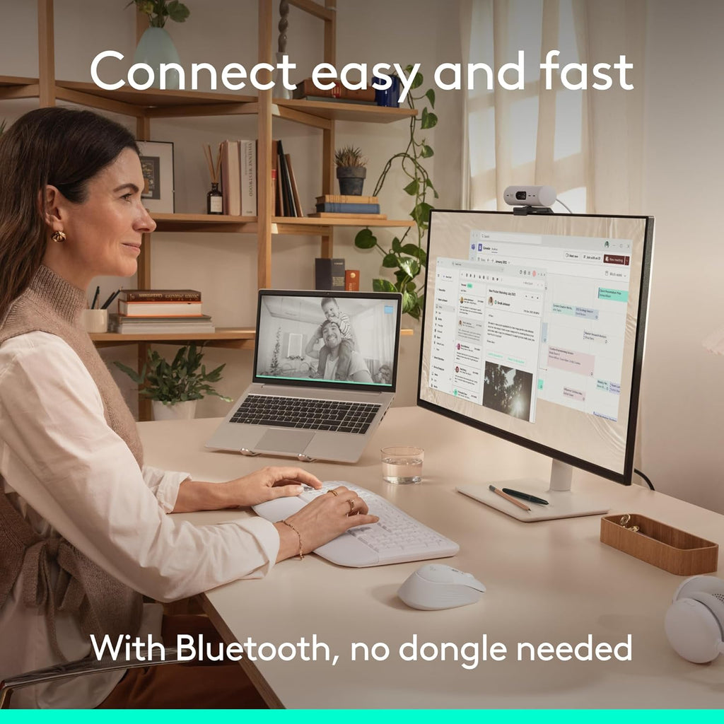 Logitech Signature Comfort Plus Combo MK880 Wireless Keyboard and Mouse Combo, Full-Size Comfort Keyboard with Palm Rest, Silent Clicks, Bluetooth, for Windows and macOS - Off White