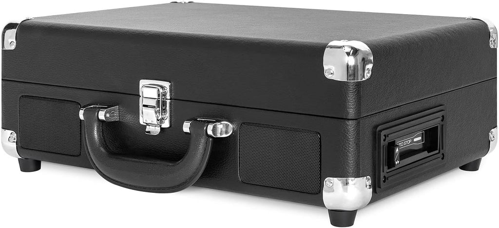 Victrola Journey+ Cassette – 3-Speed Bluetooth Suitcase Turntable with Built-In Speakers, Cassette Player & Vinyl Stream Technology, RCA Output & Aux In Support (Black)