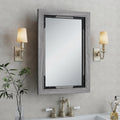 FLYJOE Medicine Cabinet Mirror 20 x 26 Inch Farmhouse Bathroom Mirror Door Solid Wood Storage Cabinet with Adjustable Shelves, Wall Mounted for Bathroom Living Room, Grey
