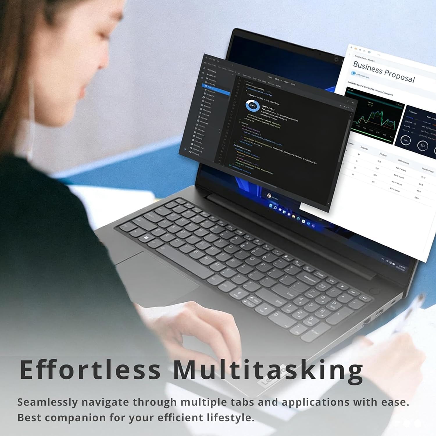 Lenovo 2026 15.6 inch Laptop Computer with Office 365 Home and Business • 8GB RAM • 256GB PCIe SSD • Intel Core • Wi-Fi 6 • 500GB HDD Storage • 11HR Battery • Fast Charging • Windows 11 • Black