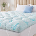 SHOUREN Memory Foam Mattress Topper Queen 4-5 Inch, 2100 GSM Pillow Top, Blue Bamboo-Viscose Cover, Plush Gel Memory Foam & 3D Fiber Fill, Elastic Straps, Machine Washable, 60x80