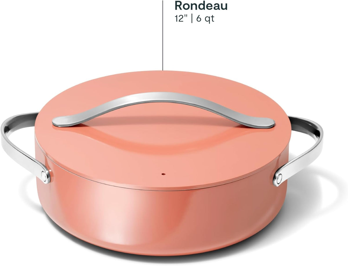Caraway Rondeau - 6 Qt Non-Stick Pan with Lid - Free From Forever Chemicals - Perfect for Searing, Braising, & Roasting - Perracotta